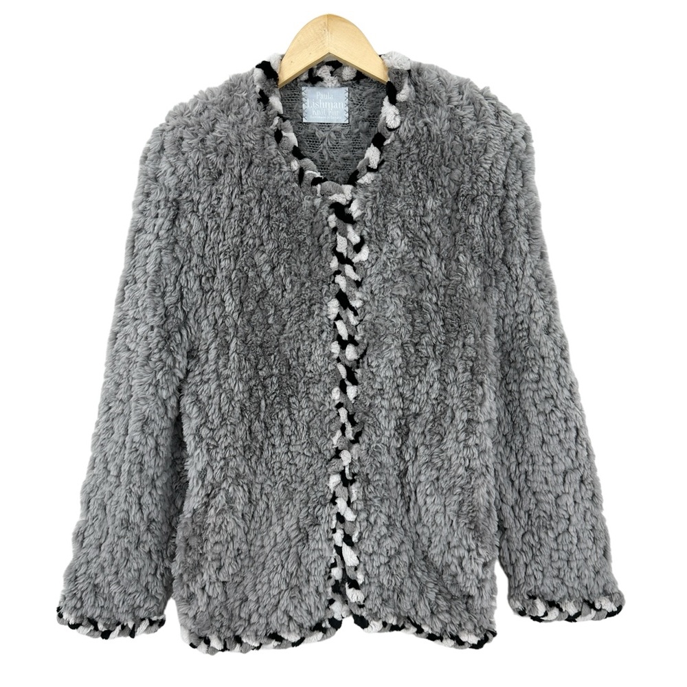 PAULA LISHMAN Knit Beaver Fur Coat Handmade in Canada Gray